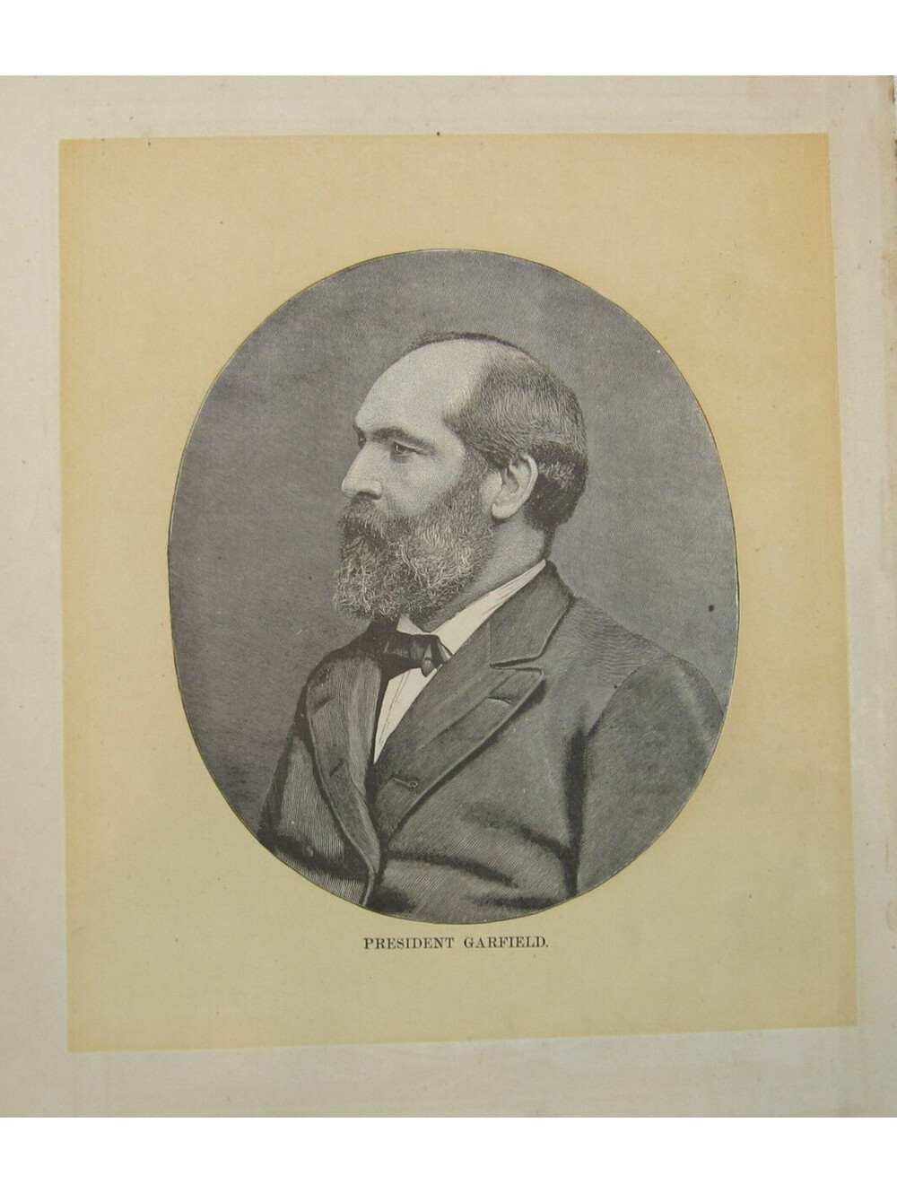 President James A Garfield Portrait Engraving Print Antique